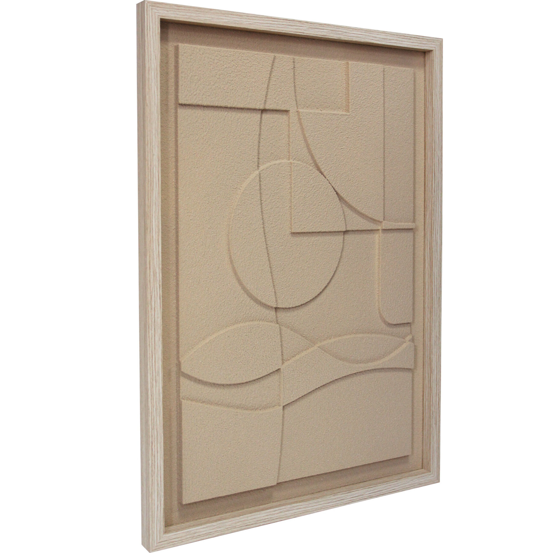Cuadro Curves resina 3D texturizado abstracto beige 70x50x4 cm