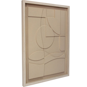 Cuadro Curves resina 3D texturizado abstracto beige 70x50x4 cm