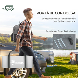 Tienda de Campaña Familiar para 3 Personas Tienda Camping Plegable Ligera con Puertas Ventallas Gancho Bolsa de Transporte Impermeable 3000 mm para Playa Senderismo 470x220x150 cm Gris