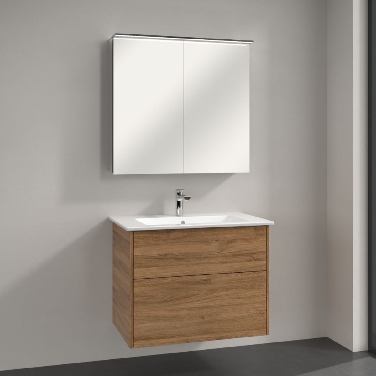 Armoire de toilette Finero en saillie avec éclairage 22 x 80,7 x 75,8 cm