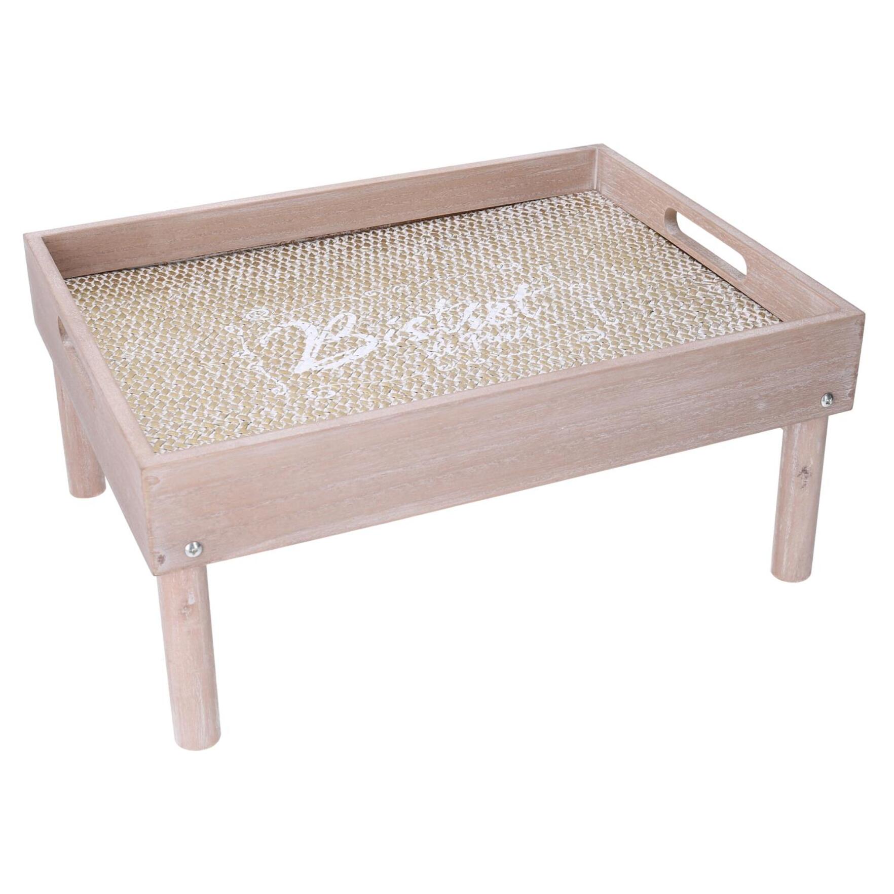 Vassoio tavolino in legno naturale rettangolare cm40x30h6/18