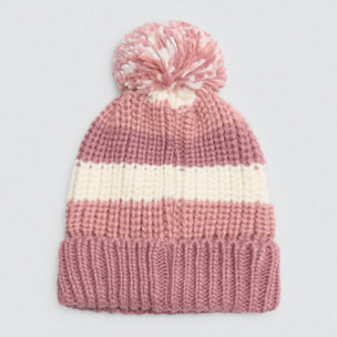 Cappello in maglia con pompon a righe