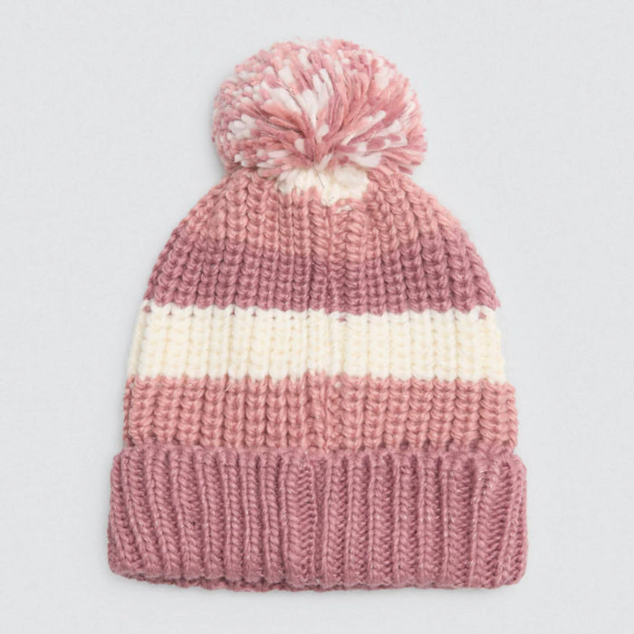 Cappello in maglia con pompon a righe