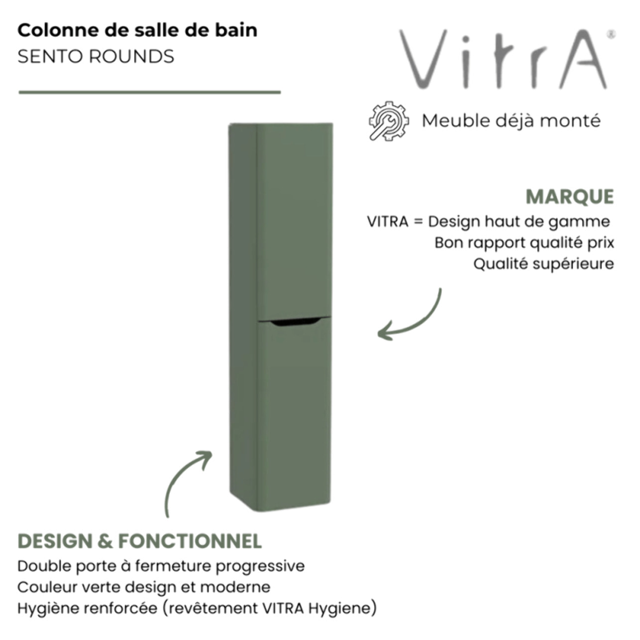 Colonne VITRA Sento Round 2 portes Vert mat