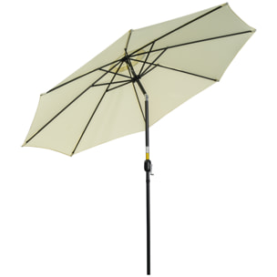 Parasol en métal rond polyester 180g/m² manivelle inclinable Ø 2,95 x 2,5 m beige
