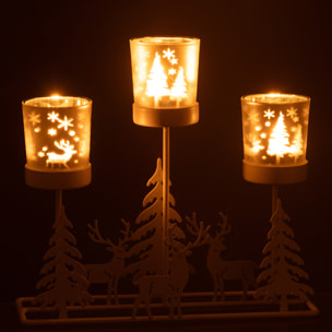 J-Line bougeoir Hiver - acier - blanc/rood