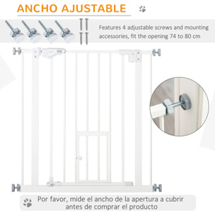 Barrera de Seguridad Perros Escaleras Puertas 74-80 cm con Puerta Altura 76,2 cm