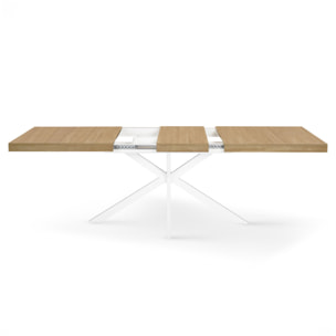 Table à manger extensible Spider 160-200cm bois blanc avec rangement