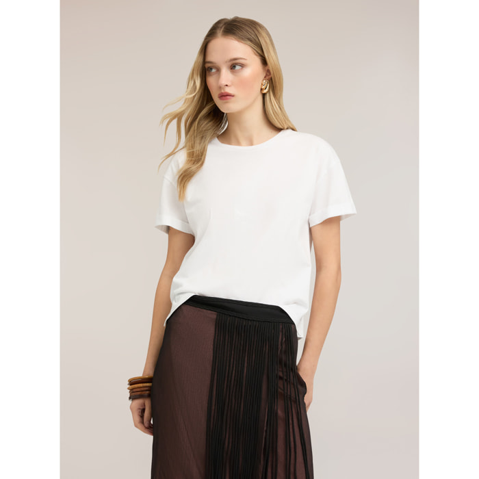 Motivi - T-shirt boxy con logo ricamato - Bianco