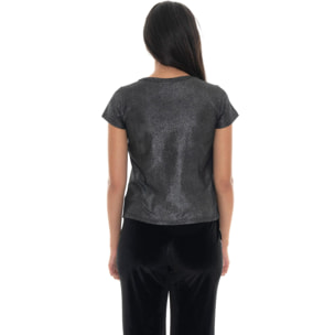 Camiseta de manga corta de lúrex para mujer Leone 1947 Gold Studs