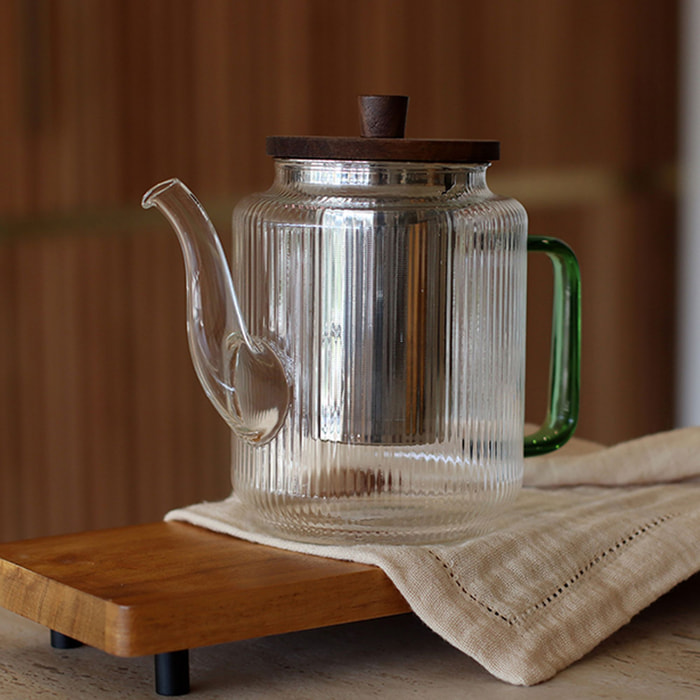 Théière en verre et anse jade 1,2L KARL