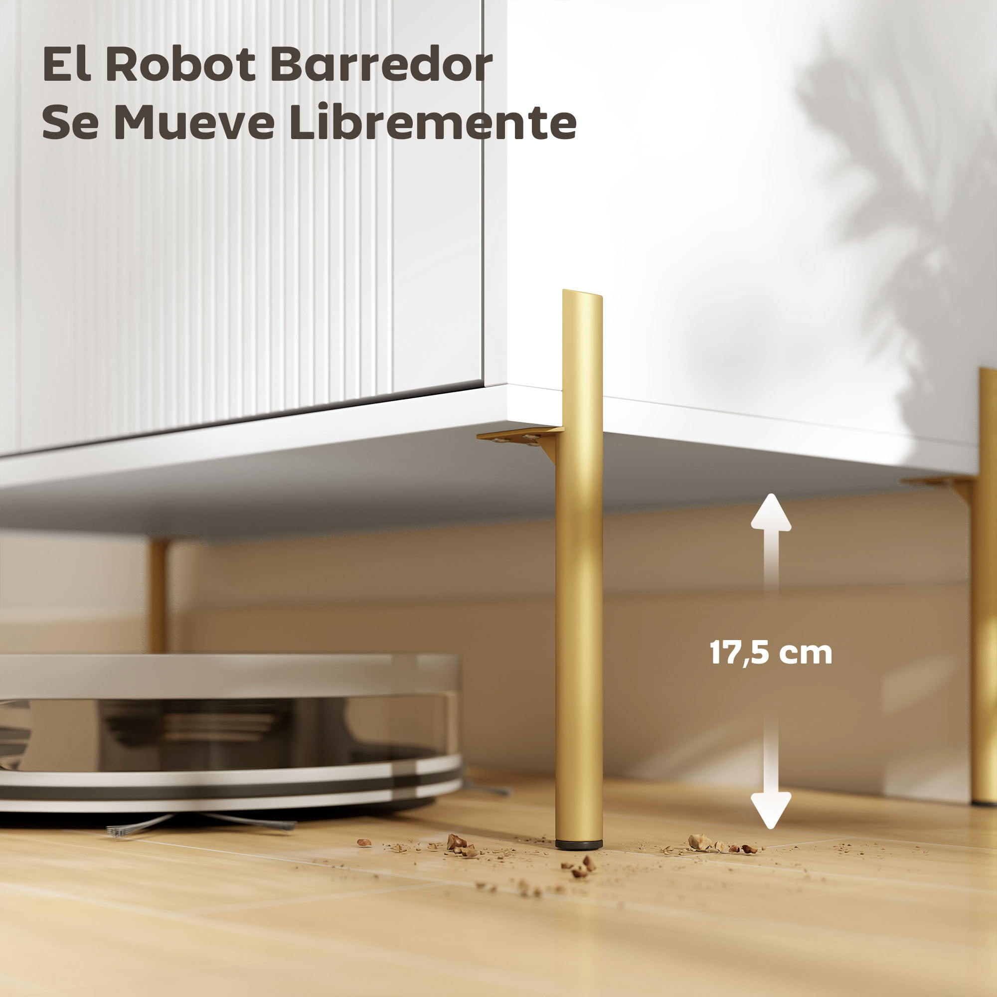 Aparador Moderno de 2 Puertas, Aparador de Salón con Estantes Ajustables, Encimera con Efecto Mármol, Patas de Acero, para Cocina, Entrada, Dormitorio, Blanco, 80x39,1x76 cm