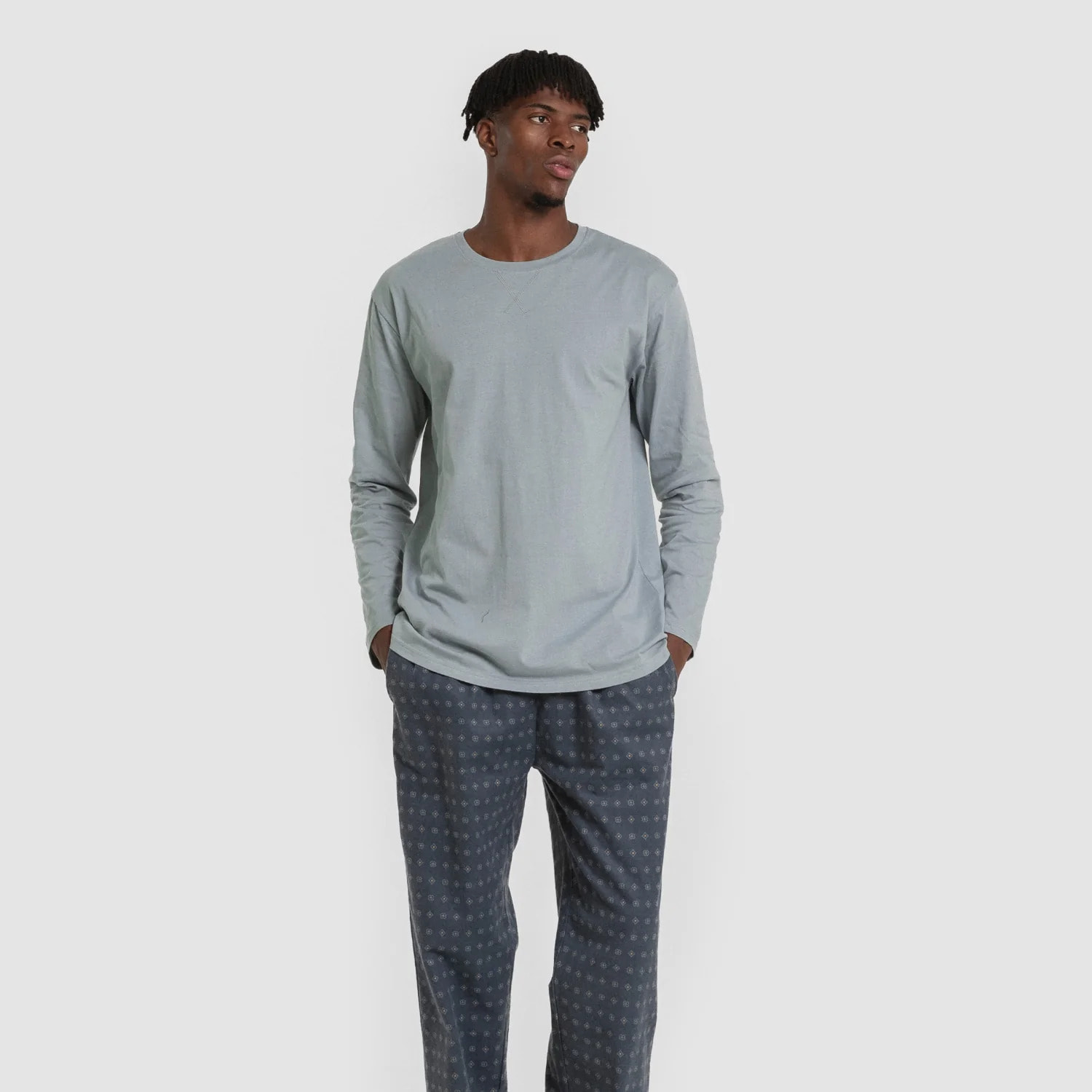 Pijama hombre franela Loui Verde Azulado