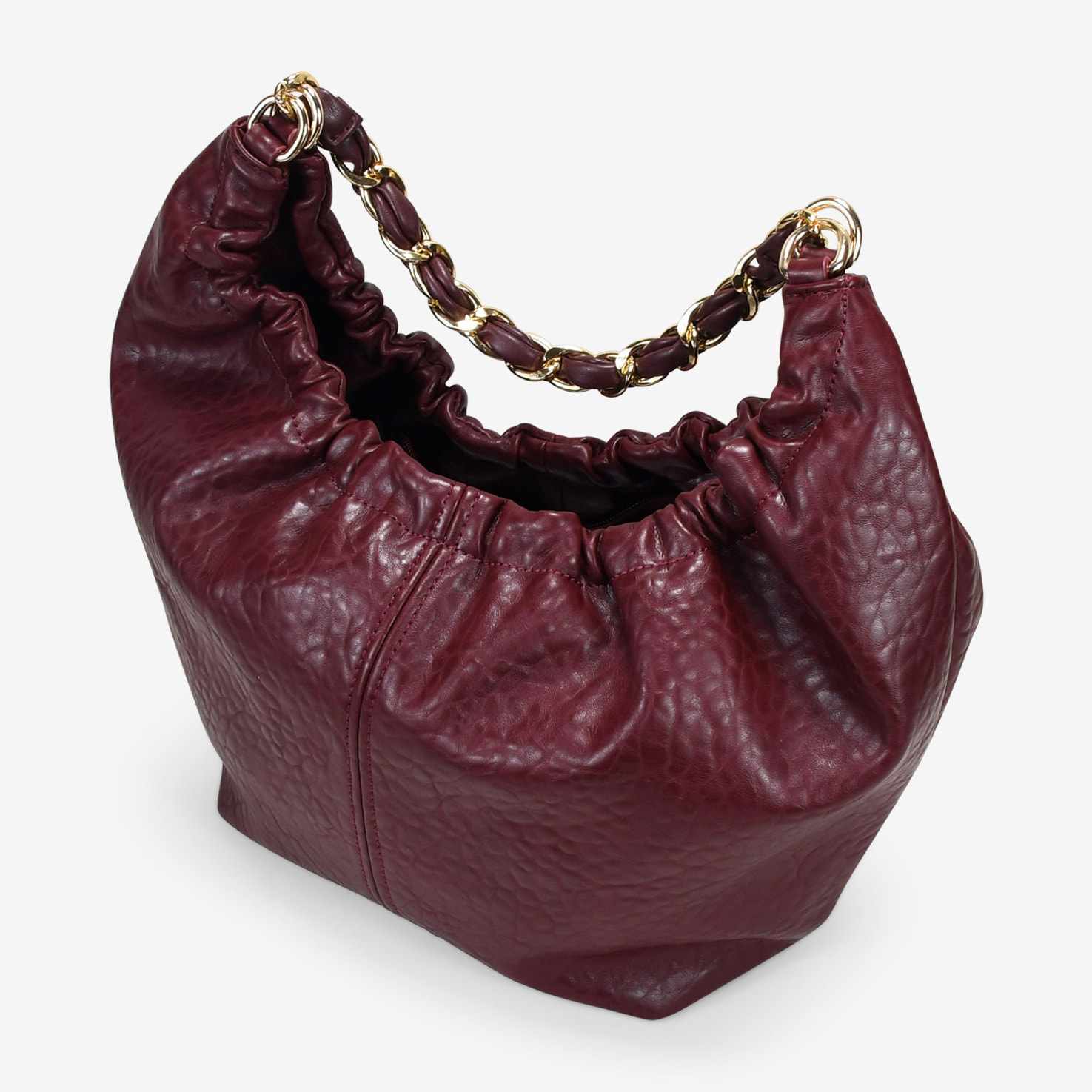 Bolso de hombro burdeos con cadena