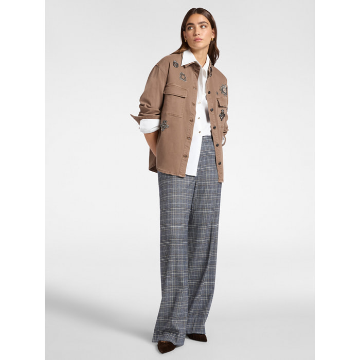 Elena Mirò - Pantalones masculinos de tela con diseño - Azul