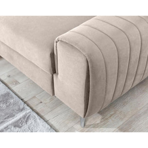 Talisay - canapé d'angle gauche - 5 places - convertible avec coffre - en velours - Beige