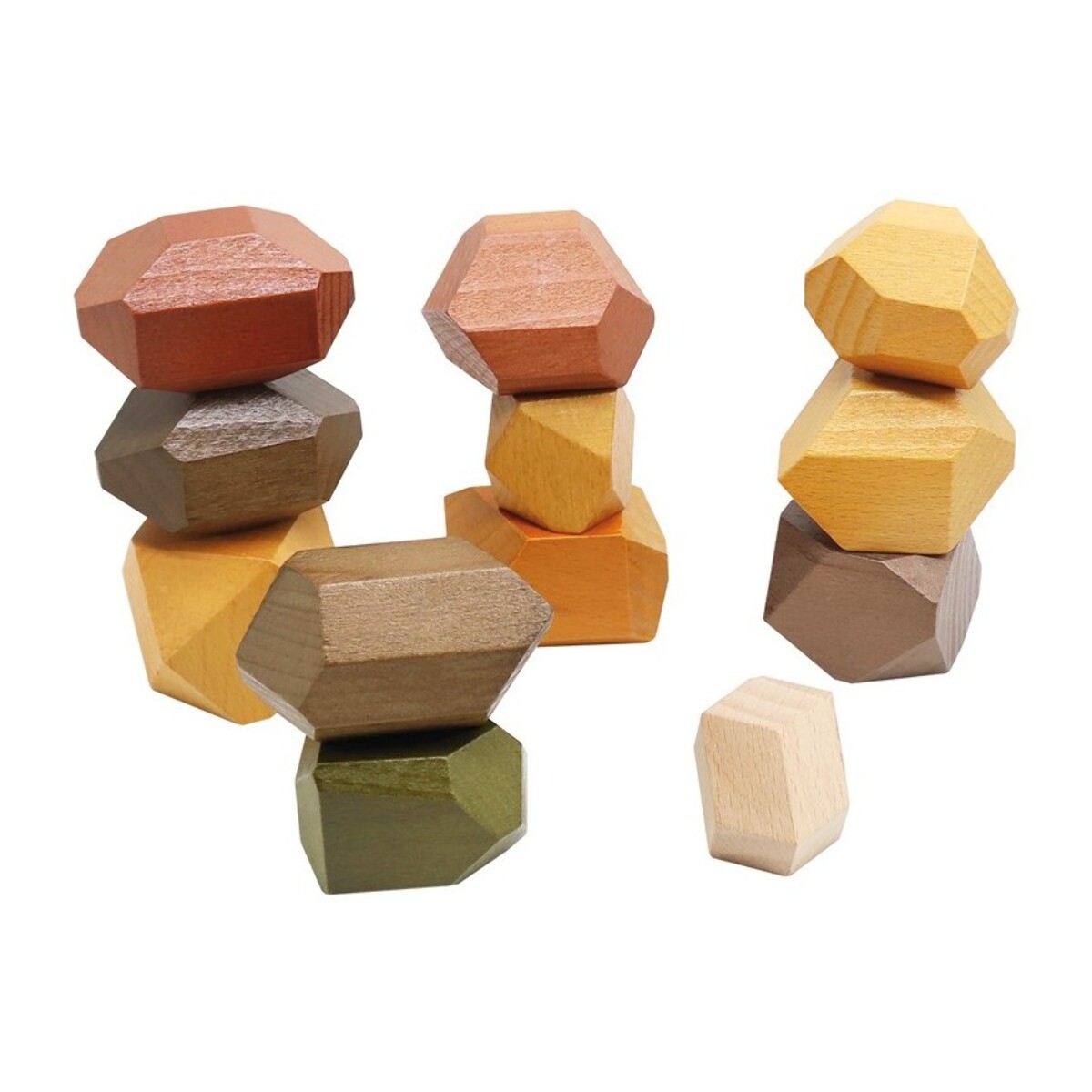 WOODEN STACKING BIG STONES -12 pcs. - JUGUETE DE CONSTRUCCIÓN