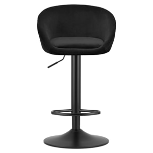 Sgabello da bar East in velluto nero con base girevole