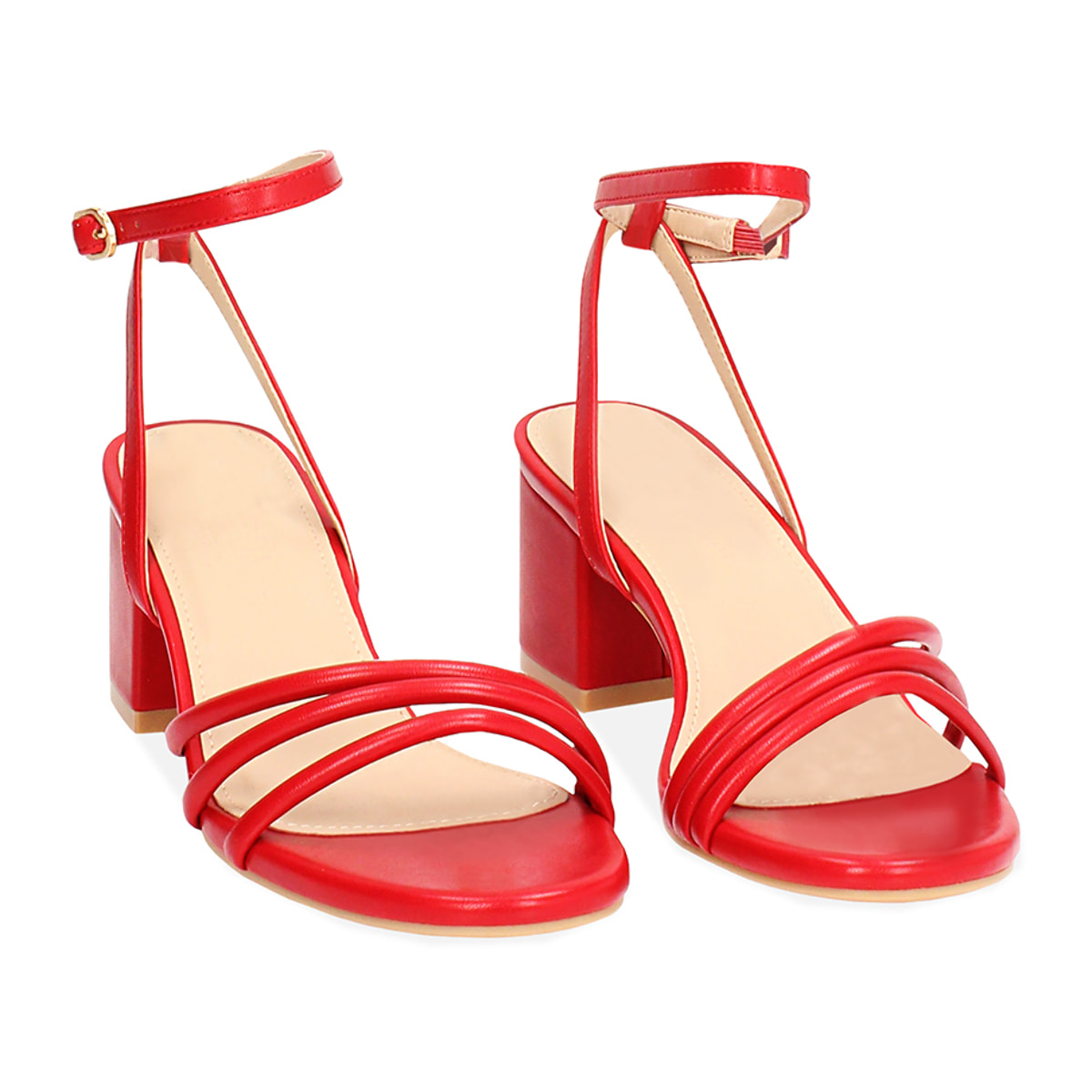 Sandalia con tacón de mujer roja elegante