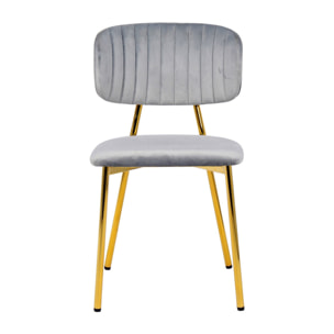 Set di 2 sedie Kian in velluto grigio e metallo dorato