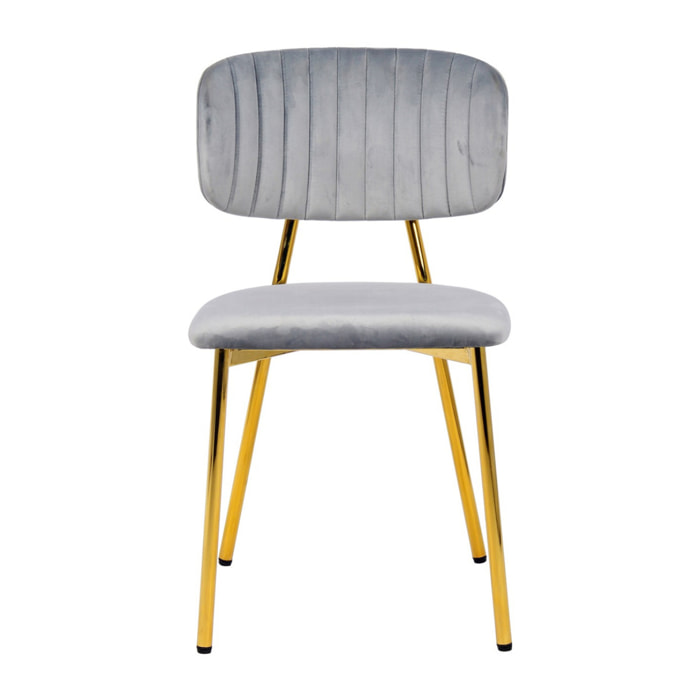 Set di 2 sedie Kian in velluto grigio e metallo dorato