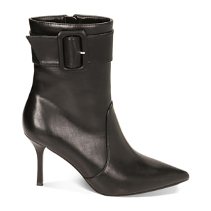 Botines negros con hebilla tacón 8,5 cm
