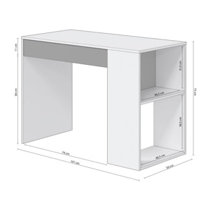 Mesa de escritorio Adam Blanco Artik (Blanco Mate) - Gris Antracita