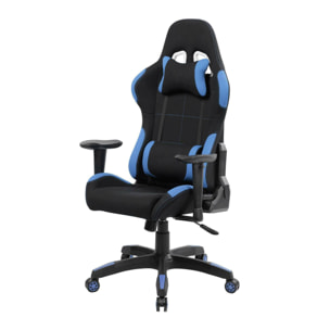 Sedia da gaming Bundaberg, Poltrona da gaming adulto, Sedia da scrivania, 57x72h124/134 cm, Nero e Blu