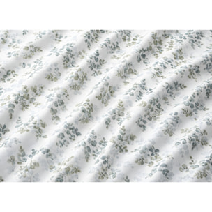 Parure Copripiumino 100% Cotone Made In Italy Fantasia Floreale Disegno Petalo Verde