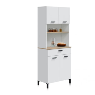 Alacena de cocina con 4 puertas y 1 cajón en blanco artik y natur 72x185 cm Nitza Blanco Artik (Blanco Mate) - Natur