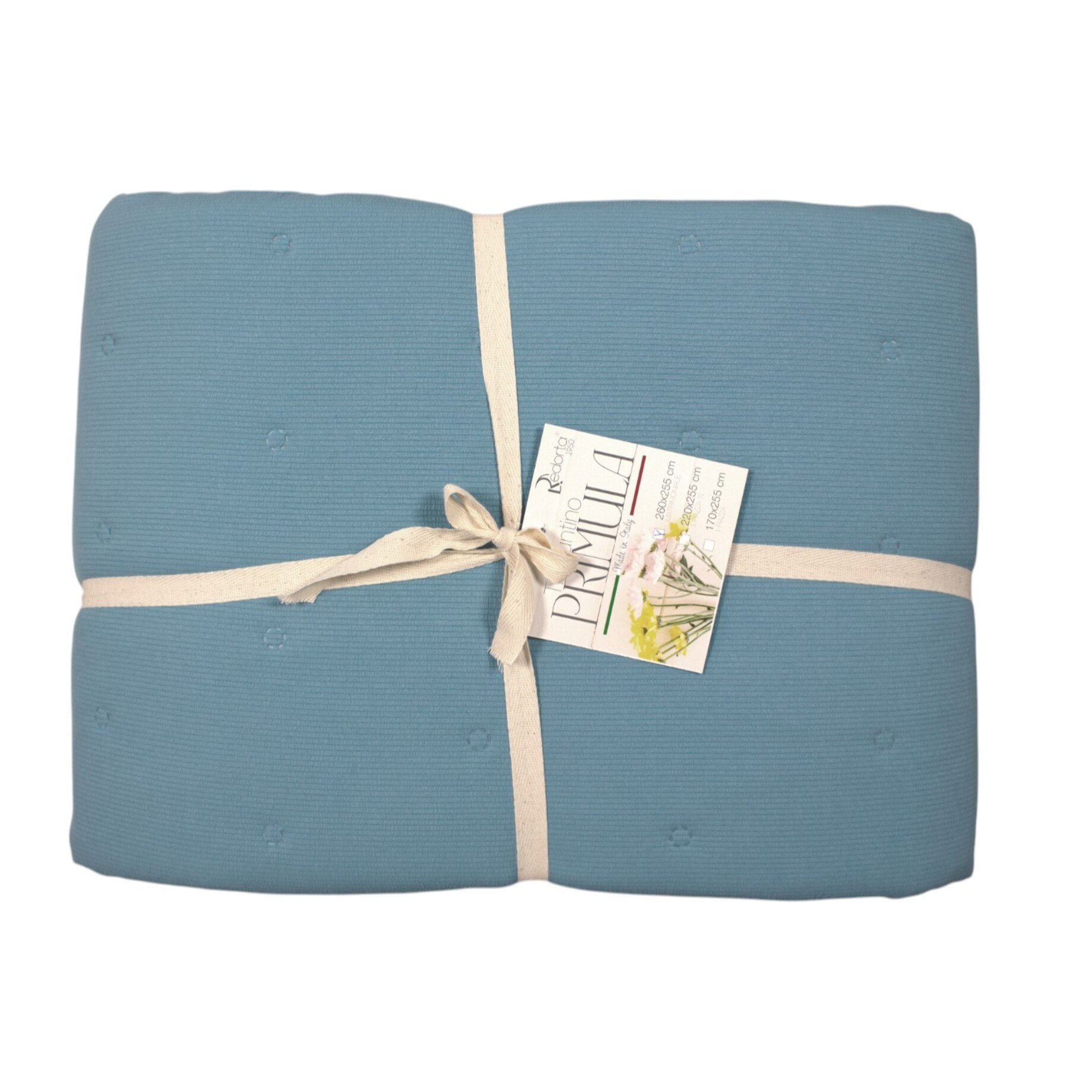 COPRILETTO LETTO MATRIMONIALE AZZURRO MEZZA STAGIONE TINTA UNITA EFFETTO STROPICCIATO