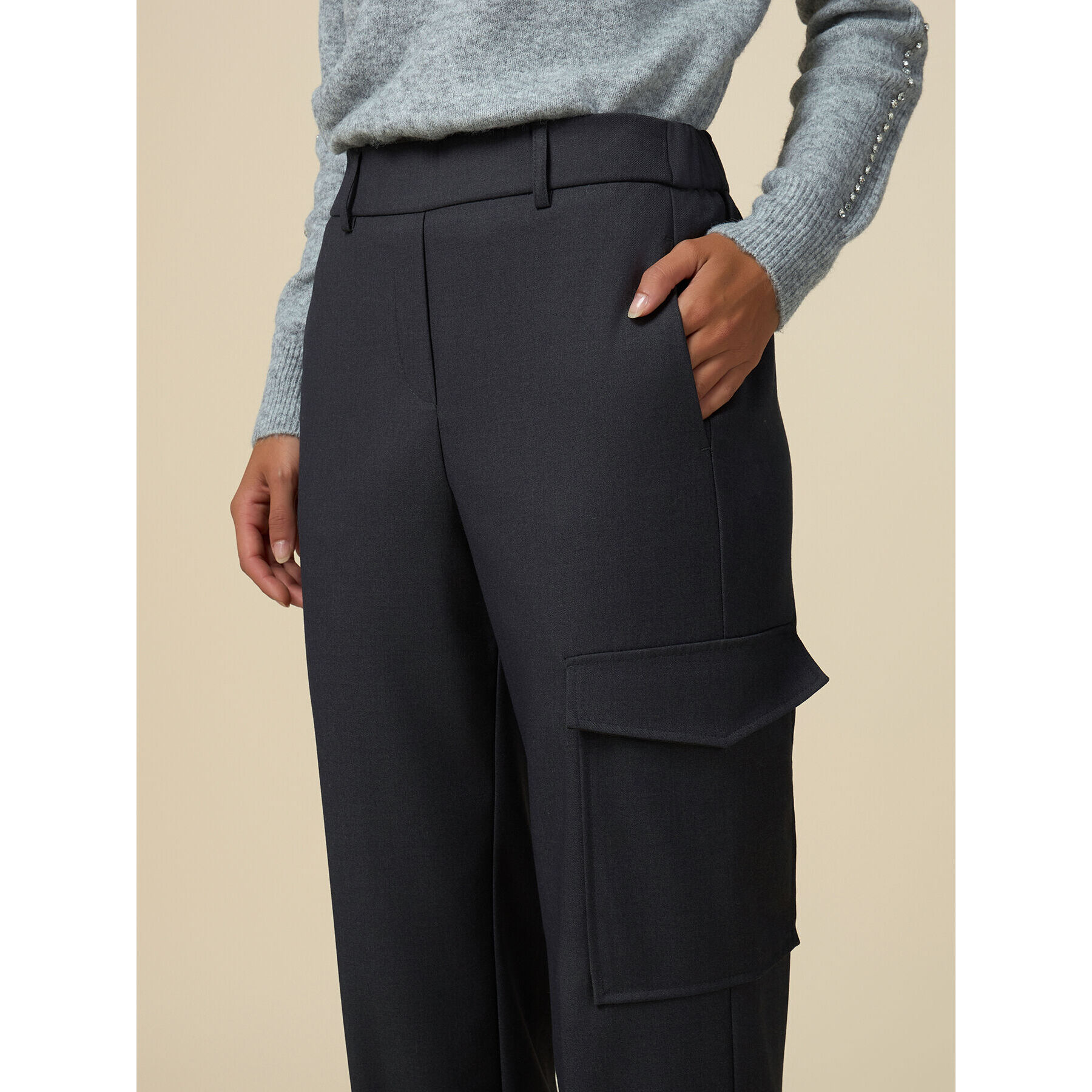 Oltre - Joggers cargo de franela - Gris