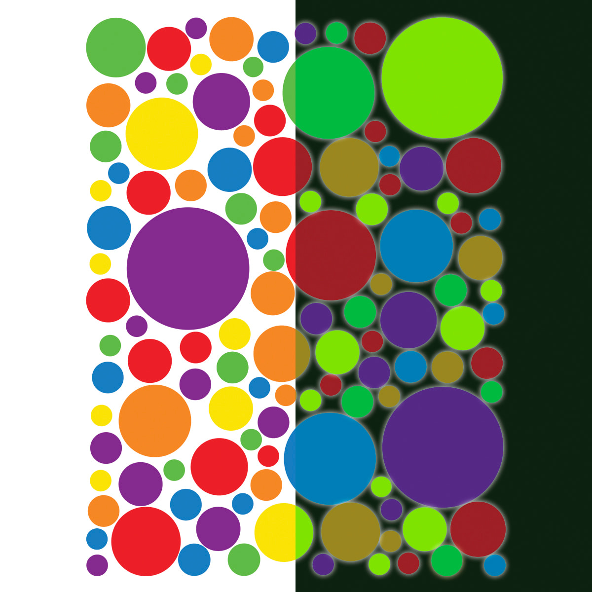 Sticker phosphorescent lumineux - POINTS MULTICOLORES