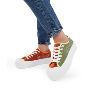 Zapatillas de tela multicolor con plataforma