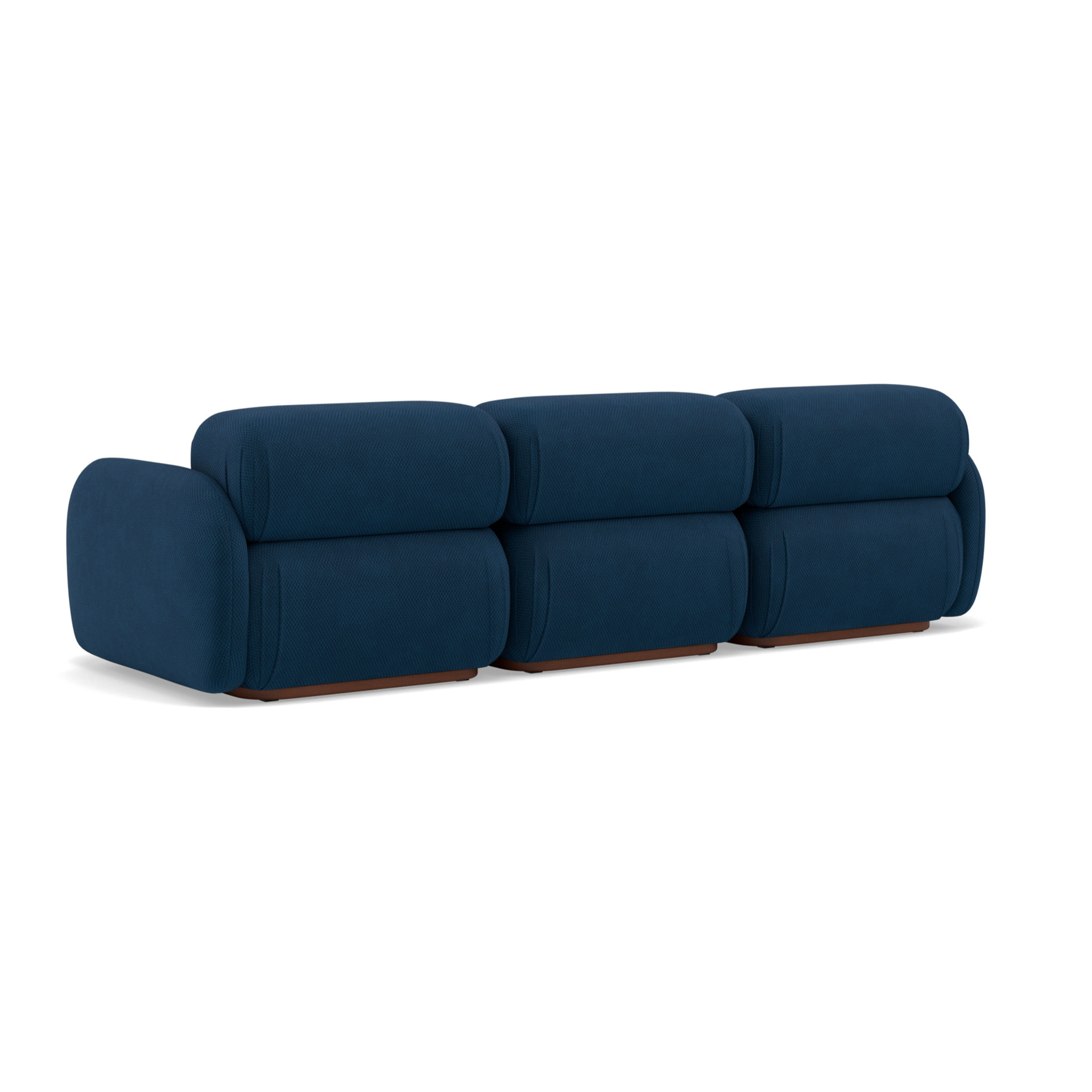 Penelope - canapé droit modulable 3 places en velours texturé - Bleu