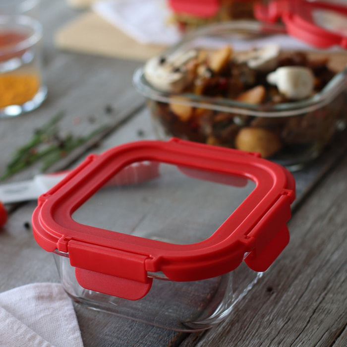 Boîte hermétique carré 310ml en verre CRISTAL