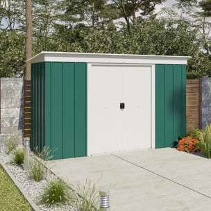 Abri de jardin métal vert Yardmaster 3.55 m² + kit d'ancrage
