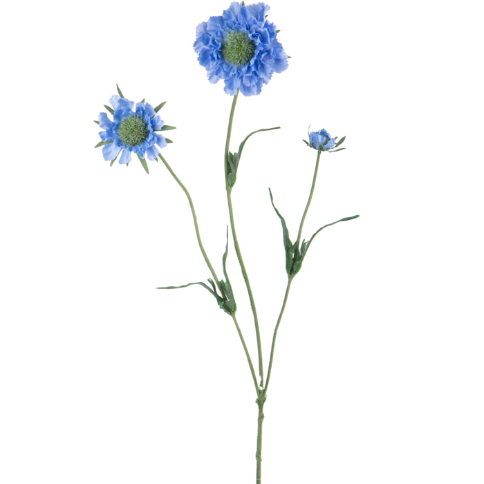 Fiore Di Scabiosa Con 3 Diramazioni. Altezza 64 Cm - Pezzi 6 - 14X64X12cm - Colore: Blu - Bianchi Dino - Fiori Artificiali