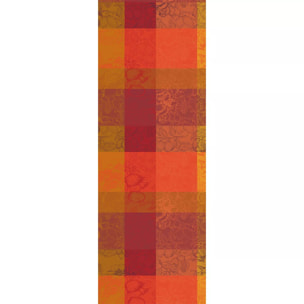 Chemin de table pur coton motif jacquard orange rouge Mille senteurs epices