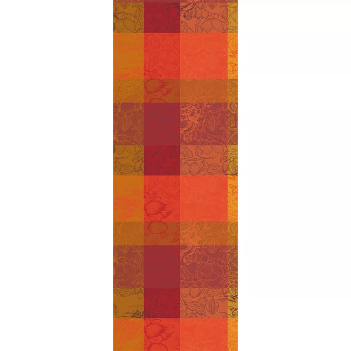 Chemin de table pur coton motif jacquard orange rouge Mille senteurs epices