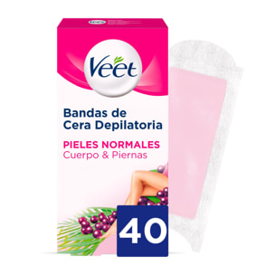 PACK 2 BANDAS DE CERA FRIA DEPILATORIA CUERPO Y PIERNAS PIEL NORMAL40 BANDAS