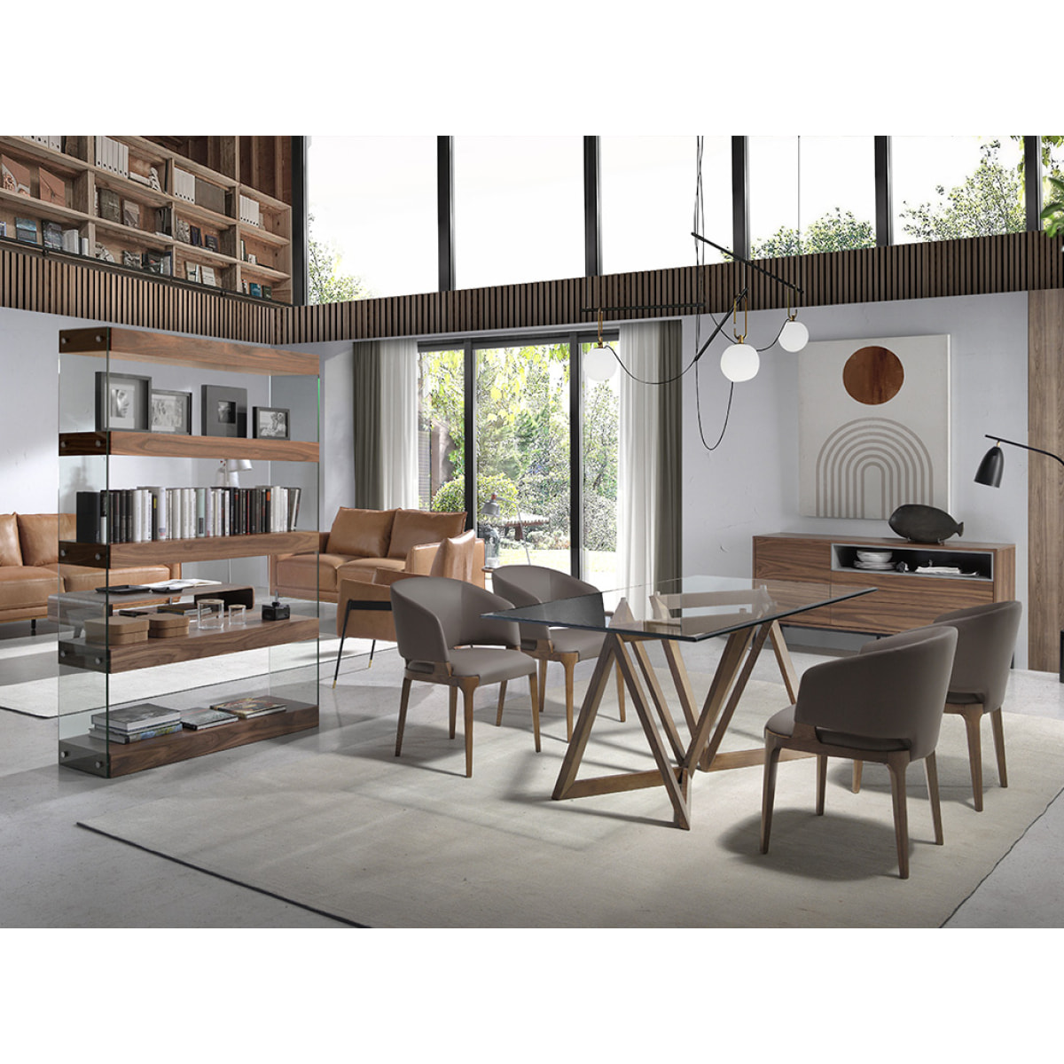 Estantería en DM y cristal 122x38x183cm