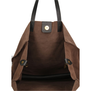 Borsa a mano da donna Made in Italy - Modello Novara Lux - Pelle Scamosciata - 34.5 x 32.0 x 17.0 cm