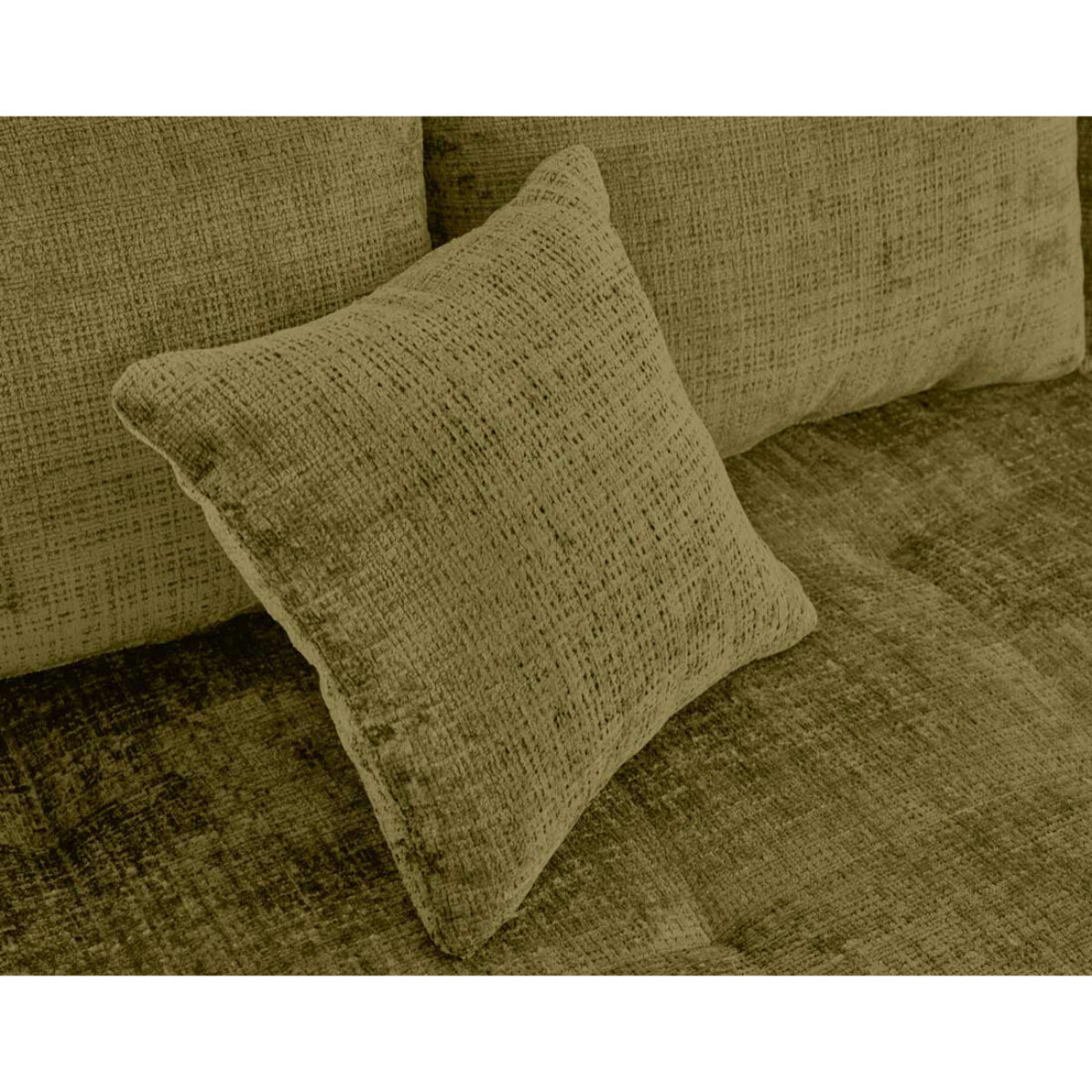 Rune - canapé d'angle gauche 4 places en velours texturé - Vert Olive