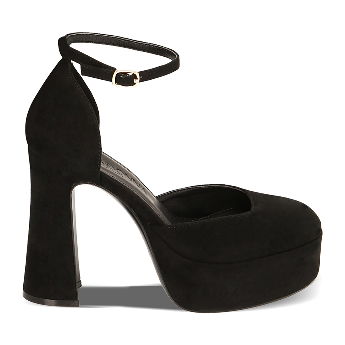 Escote plataforma negro en microfibra tacón 11,5 cm