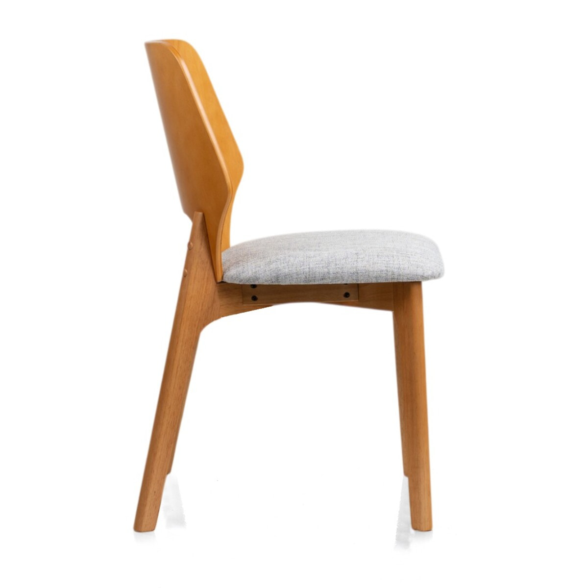 Lot de 2 chaises Tomasucci NATACHA, finition chêne et tissu gris clair, 48 x 55 x H.84 cm