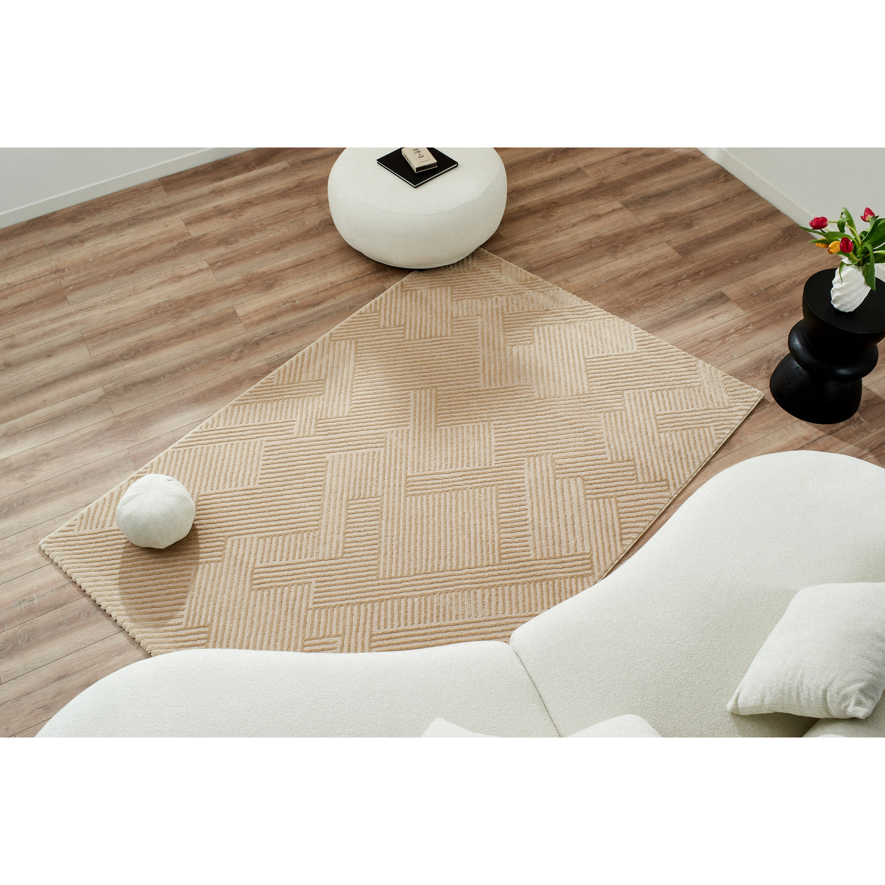 BIANCA - Tapis intérieur poils en relief beige