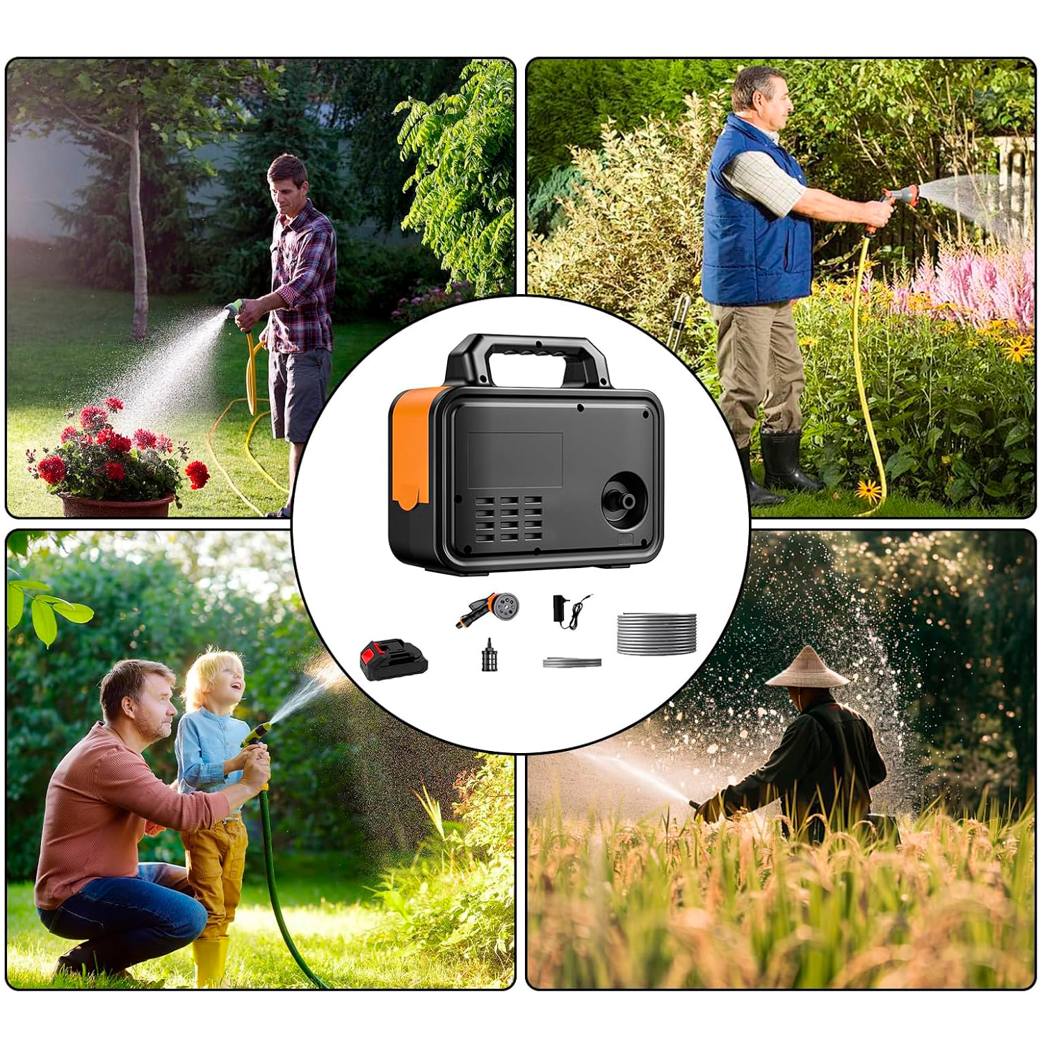 Bomba de agua con presión de 6 bares y una potencia 120W.