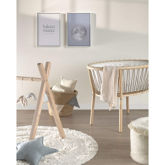 Kave Home - Set Ludmila di 2 cornici in legno bianco con luna grigia