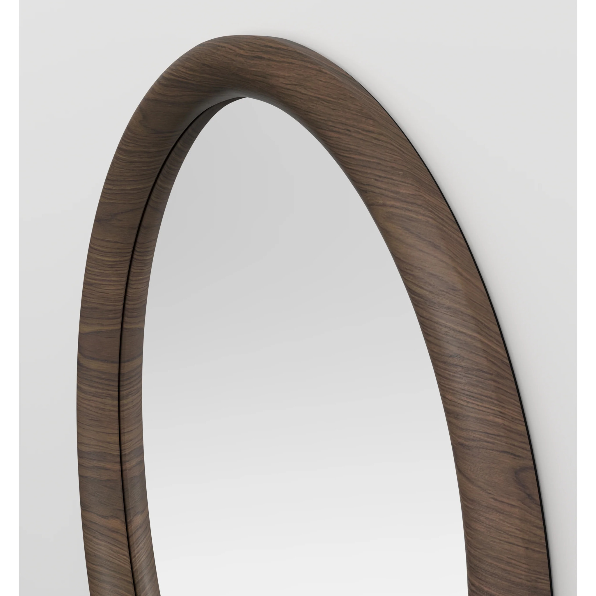 Miroir rond en placage noyer, D100 cm - Yoko